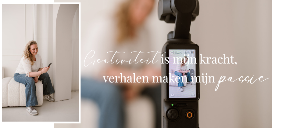Banner waarop een foto wordt gemaakt met een camera – creativiteit en storytelling bij Bosman Creations